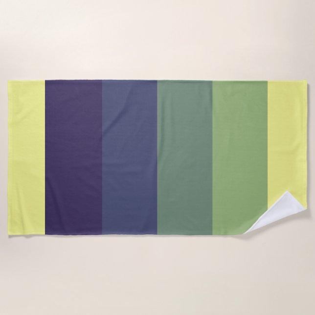 Toalla De Playa Blues + Greens Color Block Stripe (Anverso)