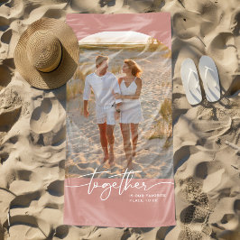 Toalla De Playa Blush Pink Together Typography Couple Valentine