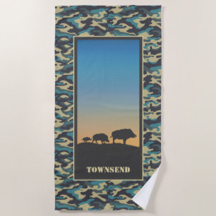 Toalla De Playa Boar salvaje y camo