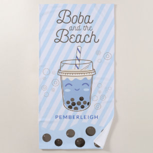Toalla De Playa Boba Bubble Tea Trendy Blue Strike