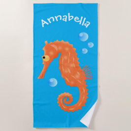 Toalla De Playa Bóbulas de caballito de mar naranja personalizado