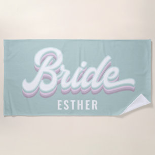 Toalla De Playa Boda de soltera novia pastel retro funky de los 80