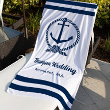Boda personalizada Nautical White Navy Anchor