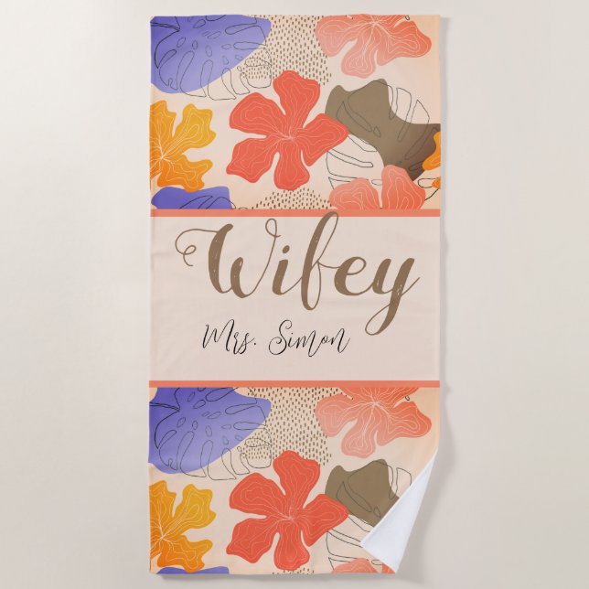 Toalla De Playa Boda personalizada Tropical Hawai (Anverso)