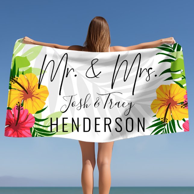 Toalla De Playa Boda personalizado de parejas, regalo de aniversar (Couples Personalized Wedding, Anniversary Gift Beach Towel)