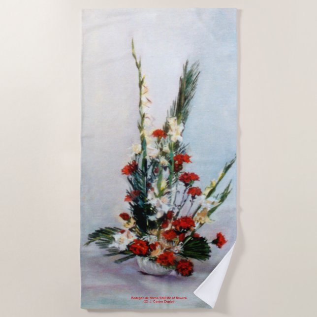 Toalla De Playa Bodegón de flores/Still life of flowers (Anverso)