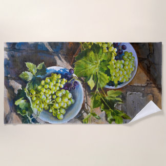 Toalla De Playa Bodegón de Uva Verde Pintura