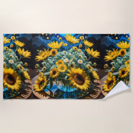 Toalla De Playa Bodegón Flores y Noche 1 - 001