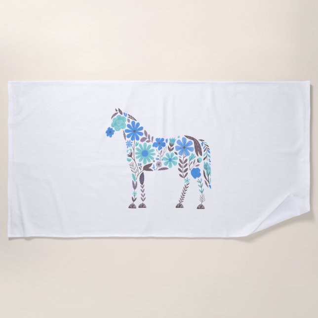 Toalla De Playa Boho Floral Horse (Anverso)