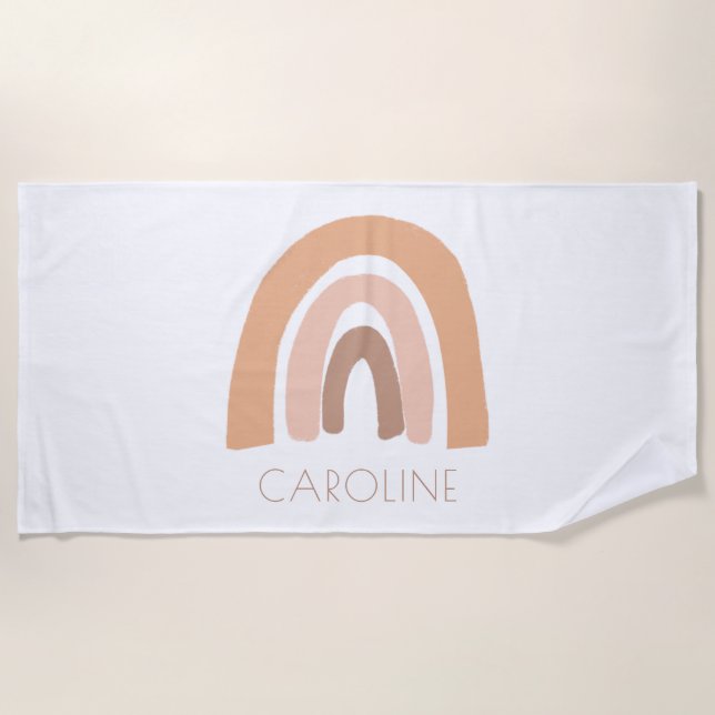 Toalla De Playa Boho Rainbow Pink Pastel Kids (Anverso)