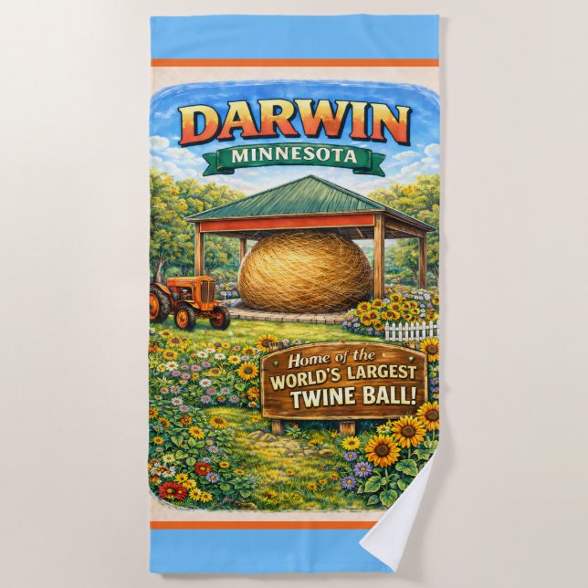 Toalla de Playa Bola de Cordel Darwin, MN Minnesot (Anverso)