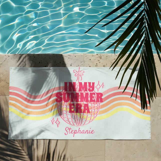 Toalla De Playa Bola Disco Rosa Retro En Mi Era De Verano (Subido por el creador)