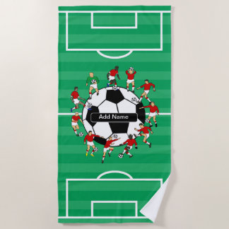 Toalla De Playa Bola y jugadores personalizados de fútbol