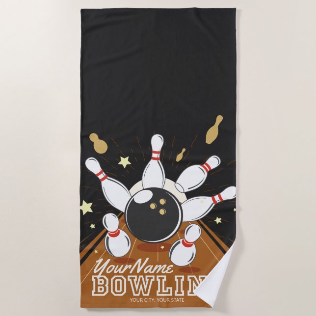 Toalla De Playa Bolas de bolas de Bowler personalizadas (Anverso)