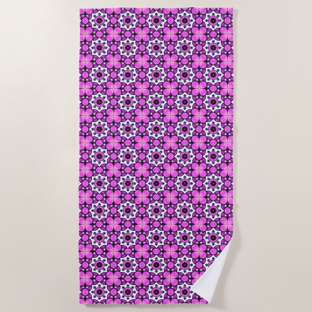 Toalla De Playa Bold pink and purple patterned Towel (Anverso)