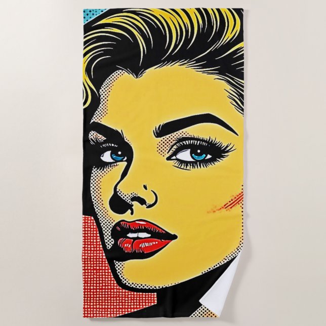 Toalla De Playa Bold Pop Art Woman Defined (Anverso)