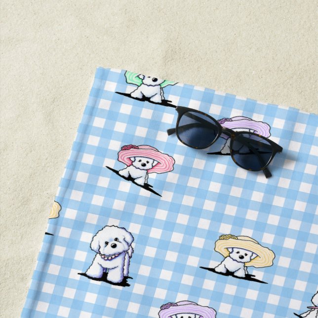 Toalla De Playa Bolso de accesorios de gingham Bichon Belles (In situ)
