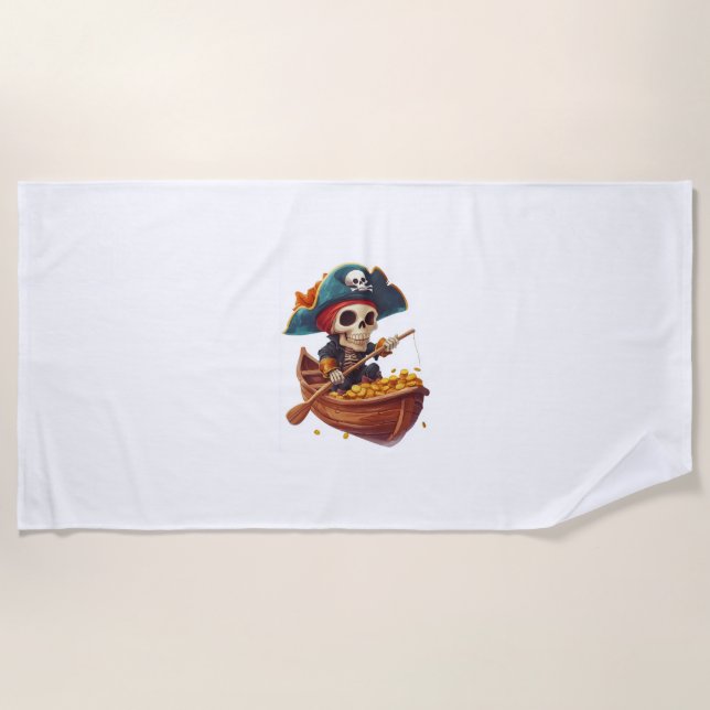 Toalla De Playa Bone Buccaneer - Funny Pirate Skull (Anverso)