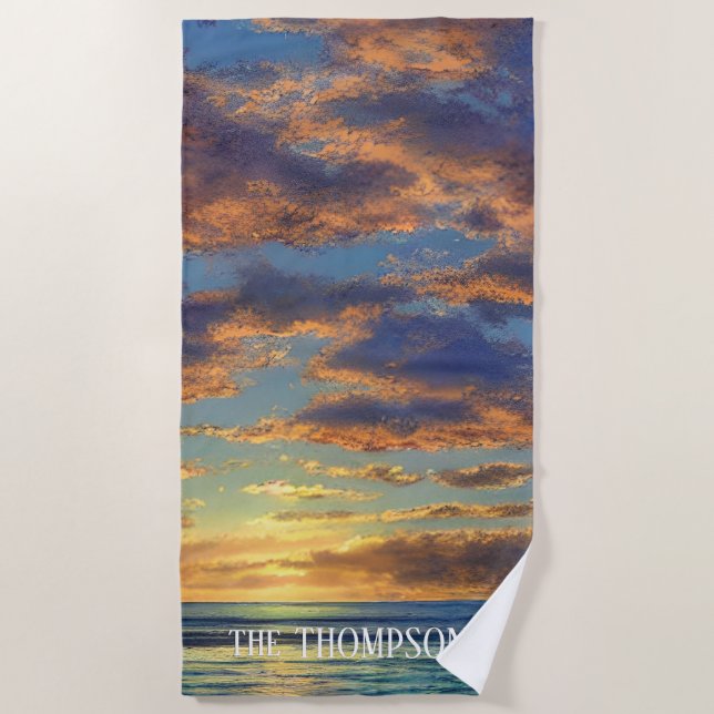 Toalla De Playa Bonita puesta de sol en la playa de las Bahamas (Anverso)