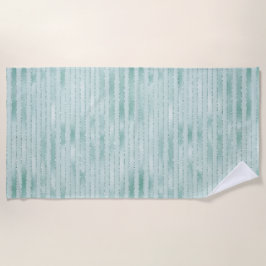 Toalla De Playa Bonito Aqua Mint Glitzy Purpurinas Stripes