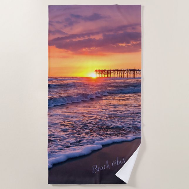 Toalla De Playa Bonito California Beach Pier Sunset (Anverso)