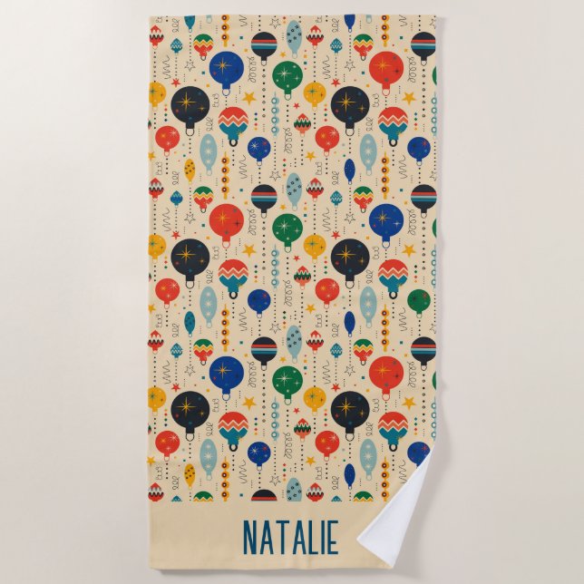 Toalla De Playa Bonito monogramada ornamento tradicional Retro (Anverso)