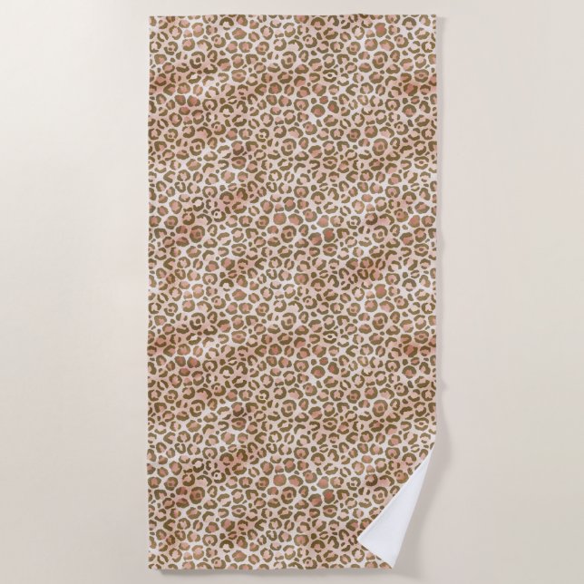 Toalla De Playa Bonito Peach Brown Leopard Print (Anverso)
