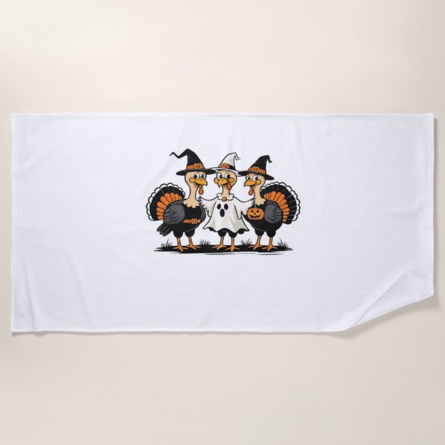 Toalla De Playa Boo de Halloween en Turquía, acción de gracias en  (Anverso)