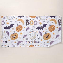 Toalla De Playa Boo Halloween Beach Towel – Cute Ghost & Pumpkin