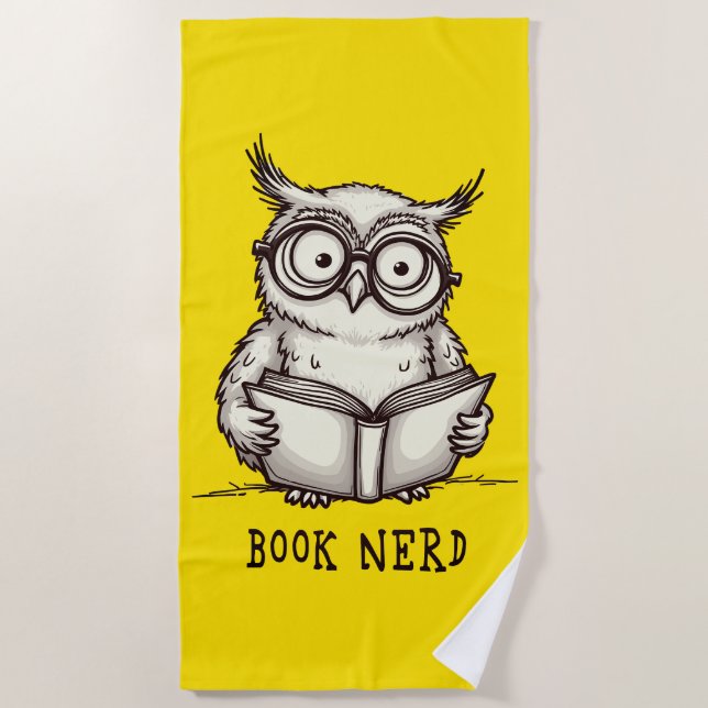 Toalla De Playa Book nerd owl (Anverso)