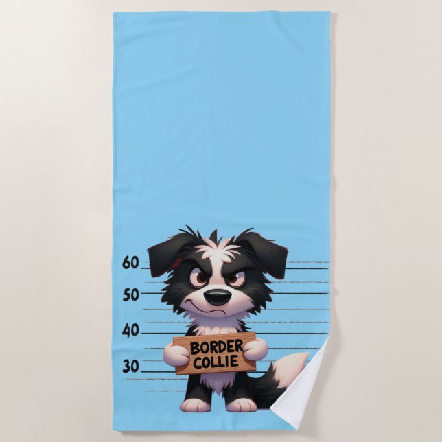 Toalla De Playa Border Collie travieso (Anverso)