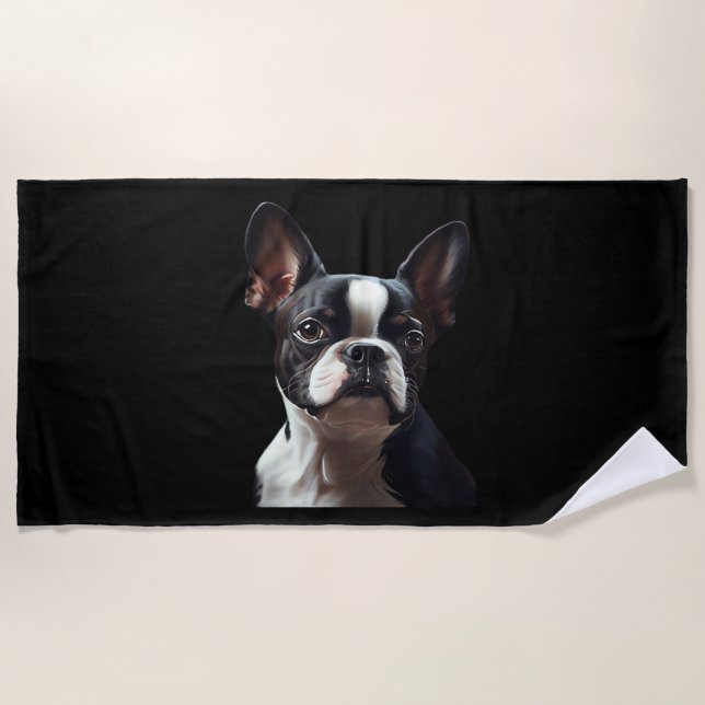 Toalla De Playa Boston Terrier - Oil Paint Classic T-Shirt (Anverso)