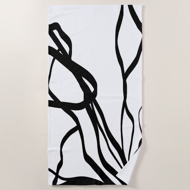 Toalla De Playa Bouquet Blanc: Resumen blanco y negro (Anverso)