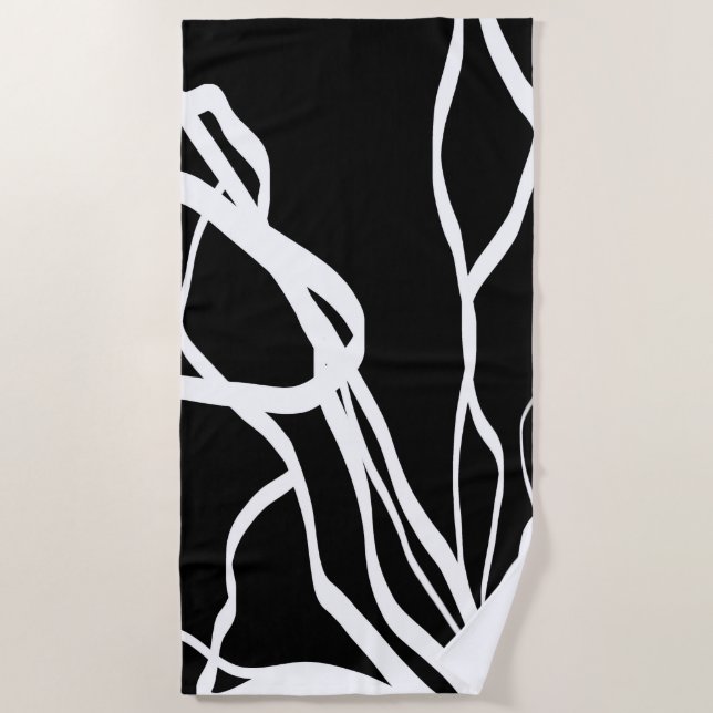 Toalla De Playa Bouquet Noir: Resumen en blanco y negro (Anverso)