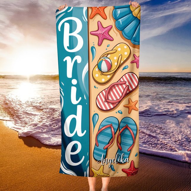 Toalla De Playa Bride Summer Seashore Vibes Flip-Flops Wedding (Subido por el creador)