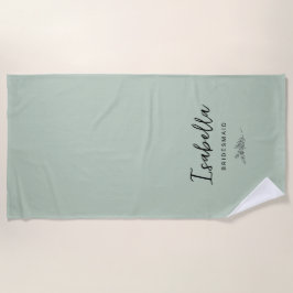 Toalla De Playa Bridesmaids Sage Green with Botanical