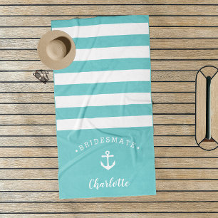 Toalla De Playa "Bridesmate" náutica personalizada