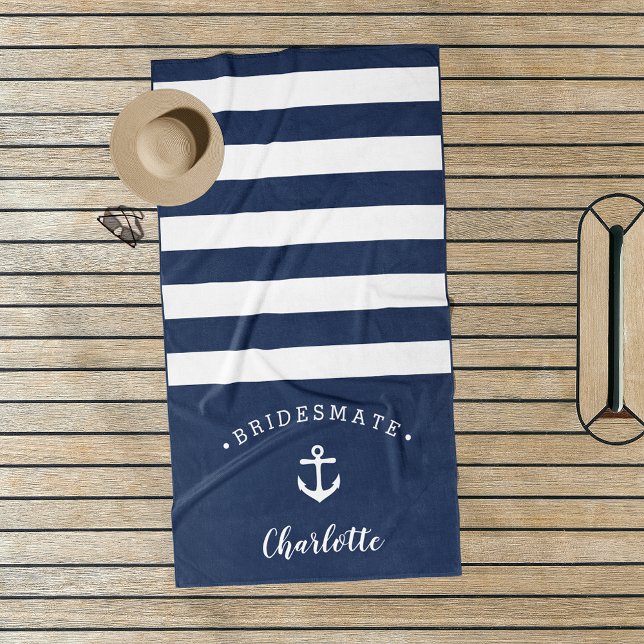 Toalla De Playa "Bridesmate" náutica personalizada (Subido por el creador)
