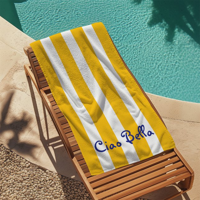 Toalla De Playa Bright Yellow Orange Stripes | Ciao Bella (Subido por el creador)