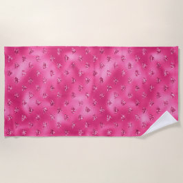 Toalla De Playa Brillante Patrón de Diamantes Rosa Glamuroso