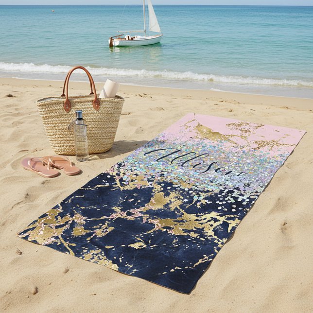 Toalla De Playa Brillo y mármol personalizados  (Subido por el creador)