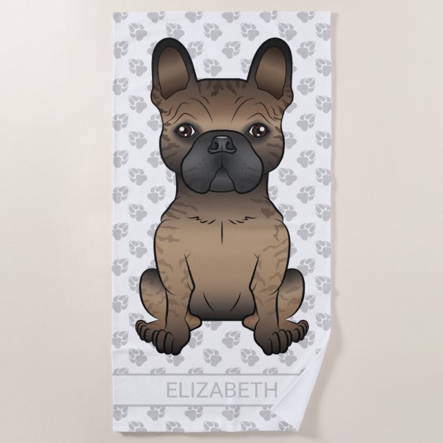 Toalla De Playa Brindle Bulldog Francés / Frenchie Perro Lindo & N (Anverso)