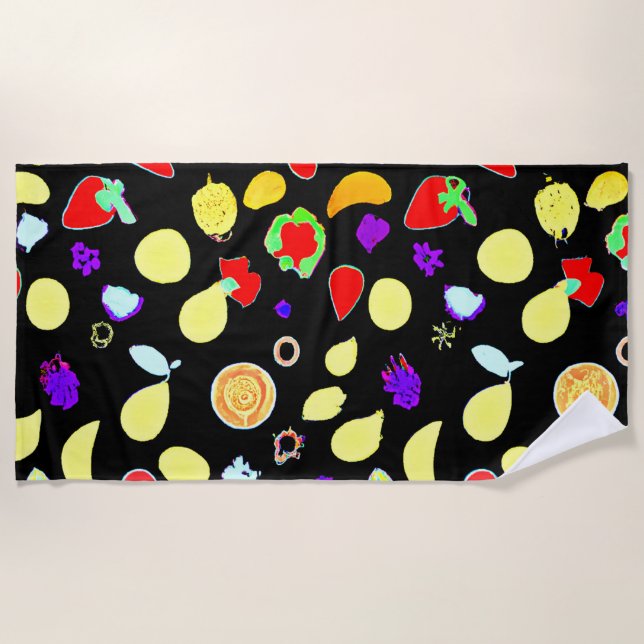 Toalla De Playa Brote de frutas tropicales neonesas (Anverso)