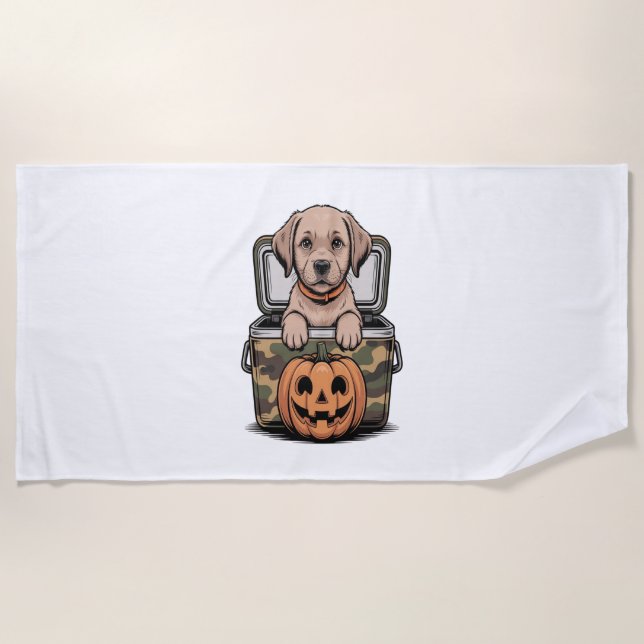 Toalla De Playa Brown Lab Dog Halloween Spooky (Anverso)