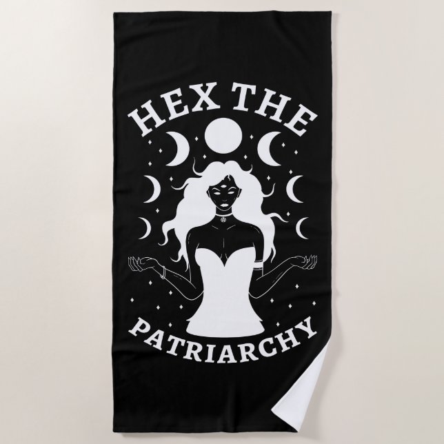 Toalla De Playa Bruja feminista - Hex El Patriarcado II (Anverso)