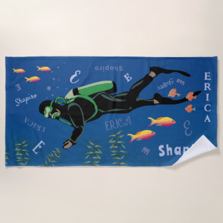 Toalla De Playa Buceador SCUBA personalizado
