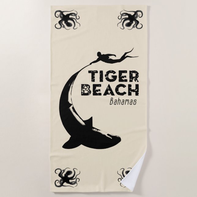 Toalla De Playa Buceo de tiburones en la playa de Tiger (Anverso)