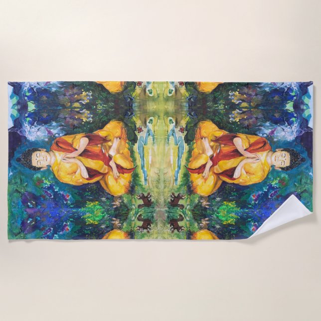 Toalla De Playa Buda en el jardín Maureen Girard (Anverso)