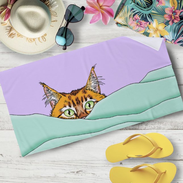 Toalla De Playa Buenos días Naranja Cat Funny (Subido por el creador)