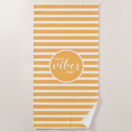 Toalla De Playa Buenos vibraciones lindo sólo amarillo blanco raya